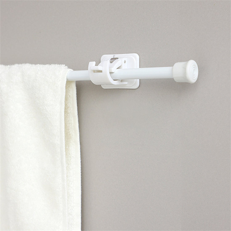 2PCS Adjustable Telescopic Rod Tension Curtain Rod Shower Curtain Rod Spring Tension Rod Space Organizer Hooks