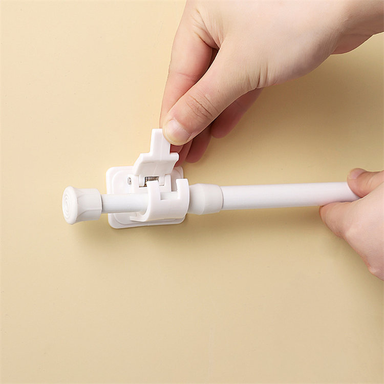 2PCS Adjustable Telescopic Rod Tension Curtain Rod Shower Curtain Rod Spring Tension Rod Space Organizer Hooks