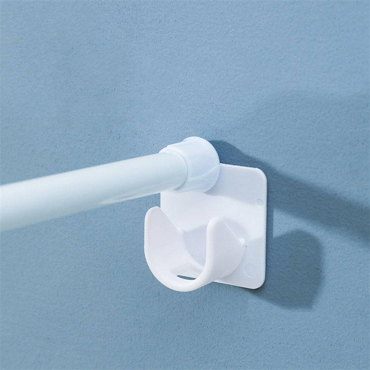 2PCS Adjustable Telescopic Rod Tension Curtain Rod Shower Curtain Rod Spring Tension Rod Space Organizer Hooks