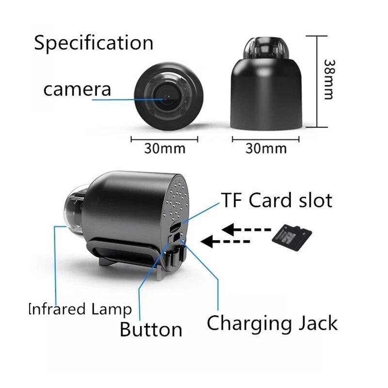 4K Mini WiFi Camera IP Night Vision Remote Monitoring 160 Degree Wide Angle USB Micro Smart Home Wireless Small Camcorder Camera Camera