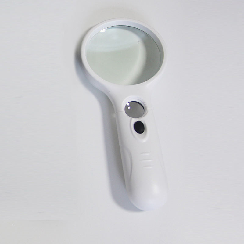 Double lens with 3 LED light balls clapping hold high power reading plastic with light magnifier