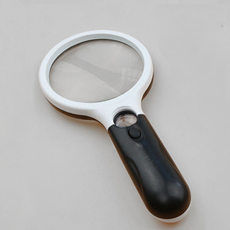 Double lens with 3 LED light balls clapping hold high power reading plastic with light magnifier