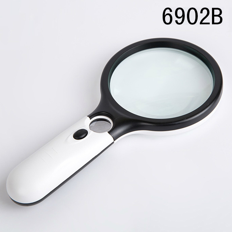 Double lens with 3 LED light balls clapping hold high power reading plastic with light magnifier