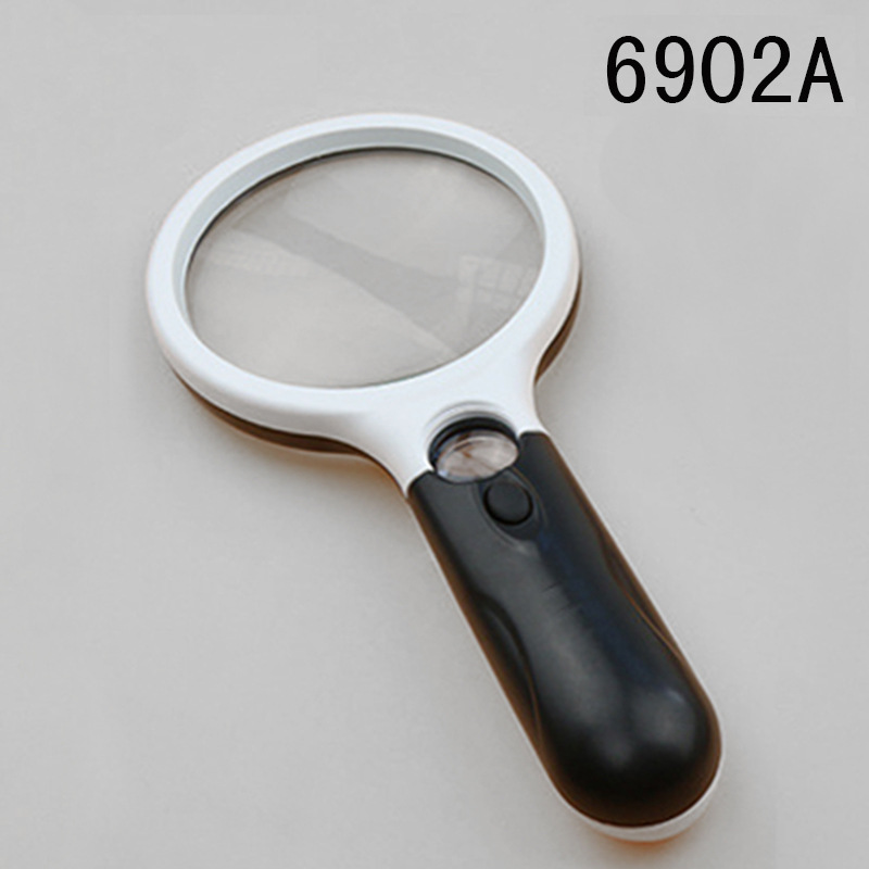 Double lens with 3 LED light balls clapping hold high power reading plastic with light magnifier