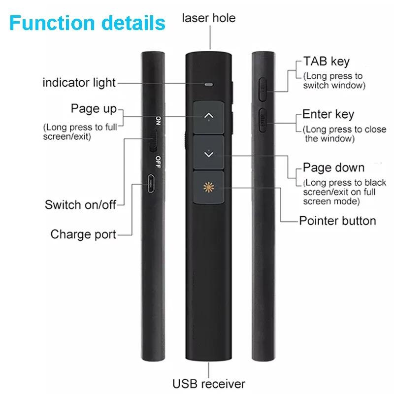 2.4 GHz Wireless USB Power Point Pen Remote Control Pointer Clicker Flip PPT Pen