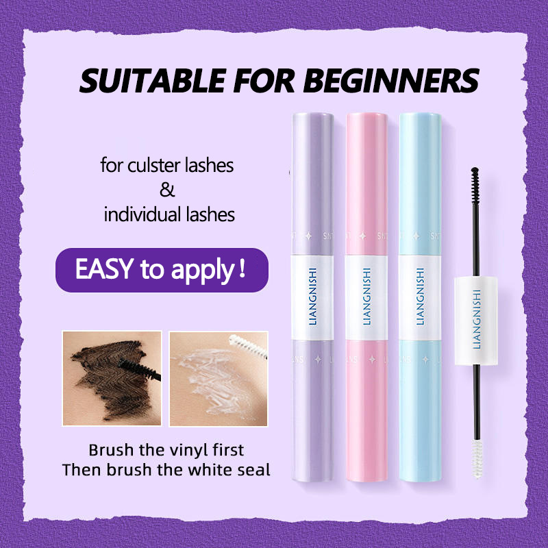 2 in 1 Lash Bond and Seal for Eyelash Extensions Cluster Lash Glue Long Lasting Eyelash Glue Waterproof DIY Lash Extension Glue Mascara Wand Individual Lash Glue