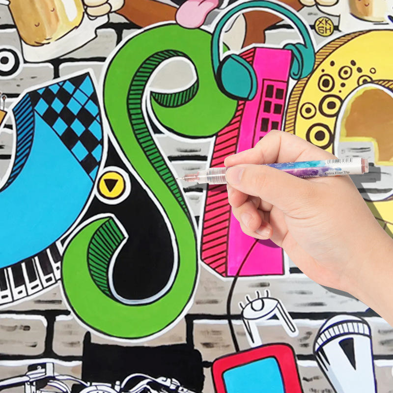 12 Colors Nail Art Drawing 0.5mm Pen Nail Polish Pen Set