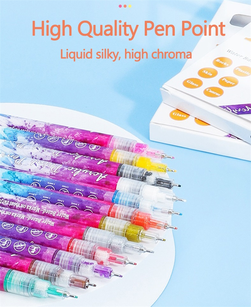 12 Colors Nail Art Drawing 0.5mm Pen Nail Polish Pen Set