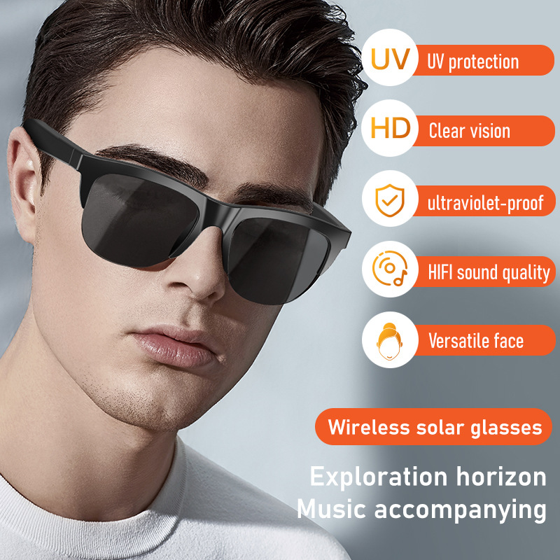 New Design F06 Tws Bt V5.3 UV Proof HD Sun Glasses Earphones Tws Wireless Sport Music Outdoor Riding Smart Sunglasses Headsets