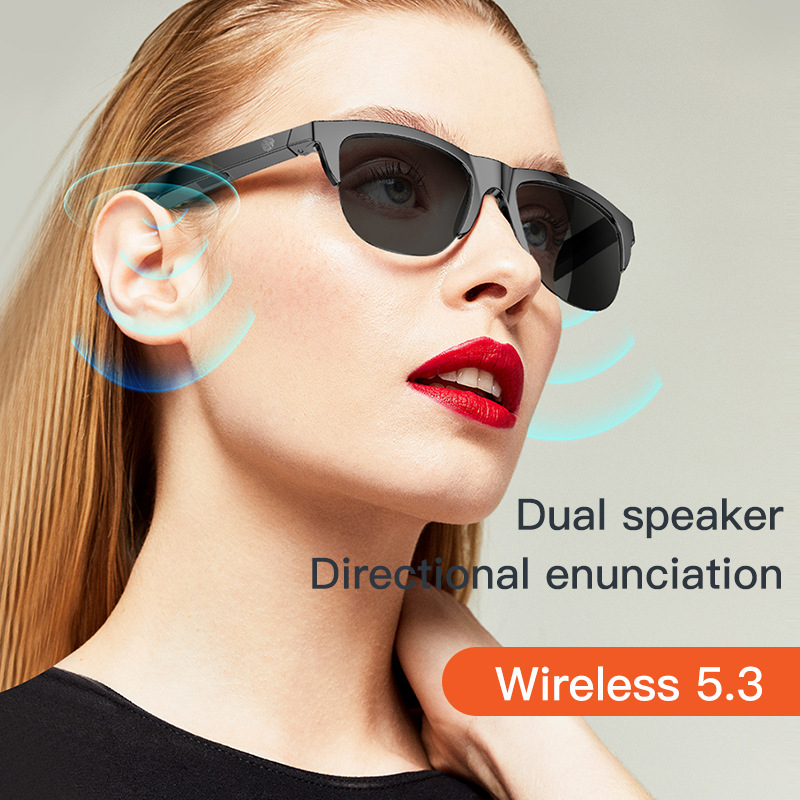 New Design F06 Tws Bt V5.3 UV Proof HD Sun Glasses Earphones Tws Wireless Sport Music Outdoor Riding Smart Sunglasses Headsets