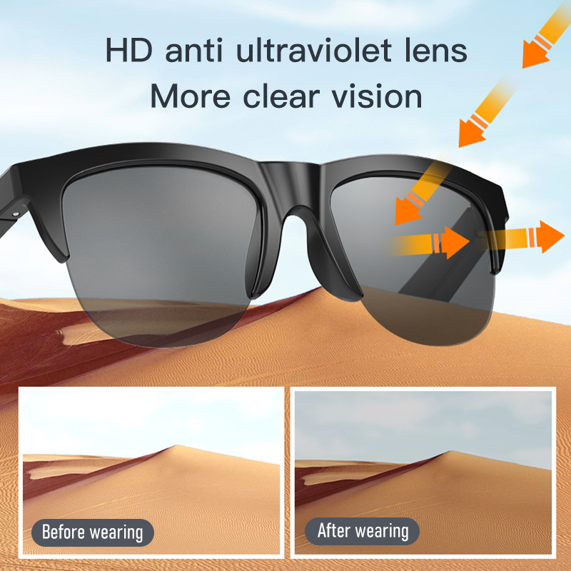New Design F06 Tws Bt V5.3 UV Proof HD Sun Glasses Earphones Tws Wireless Sport Music Outdoor Riding Smart Sunglasses Headsets
