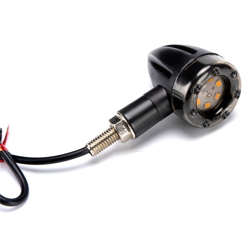 Universal 1Pair Motorcycle Rear Front Turn Signal Bullet Nose Shape 3 Light Modes Brake Light Driving Light 13 LED