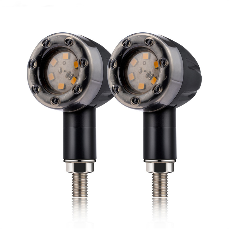 Universal 1Pair Motorcycle Rear Front Turn Signal Bullet Nose Shape 3 Light Modes Brake Light Driving Light 13 LED