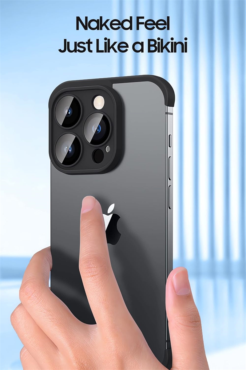 Frameless Fit for iPhone 12, 13, 14 Pro Max Case with Camera Lens Protector, Slim Soft TPU Shockproof Phone Cover, Minimalist Yet Protective Bumper Shell