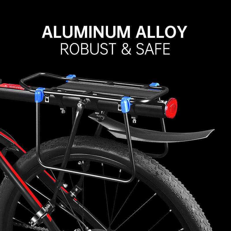 Rear Bike Rack with Mudguard, Bicycle Cargo Rack, Cycling Accessories, Adjustable Bicycle Carrier Bike Luggage Rack Aluminum Alloy Full Quick Release
