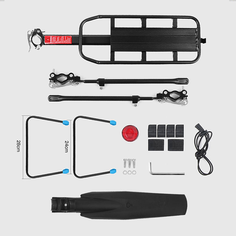 Rear Bike Rack with Mudguard, Bicycle Cargo Rack, Cycling Accessories, Adjustable Bicycle Carrier Bike Luggage Rack Aluminum Alloy Full Quick Release
