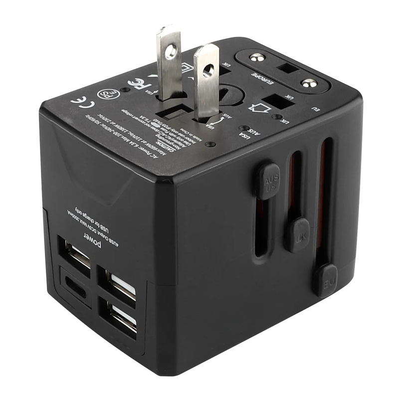 Universal Travel Adapter All in One International Wall Charger with 4 USB Port Power Adapter Electric Plugs Sockets Adapter Converter for USA EU UK AUS