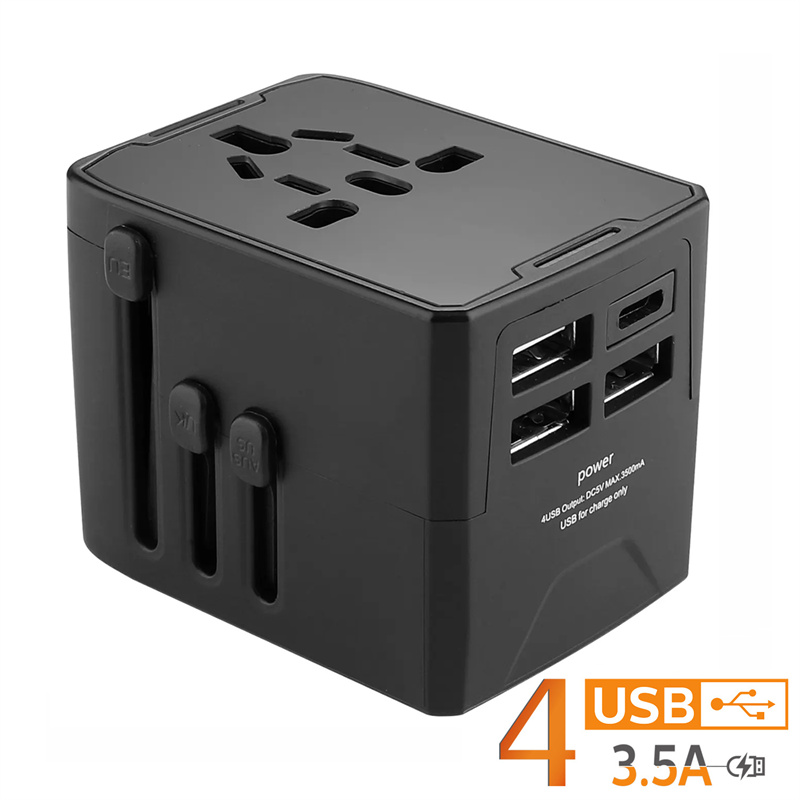 Universal Travel Adapter All in One International Wall Charger with 4 USB Port Power Adapter Electric Plugs Sockets Adapter Converter for USA EU UK AUS