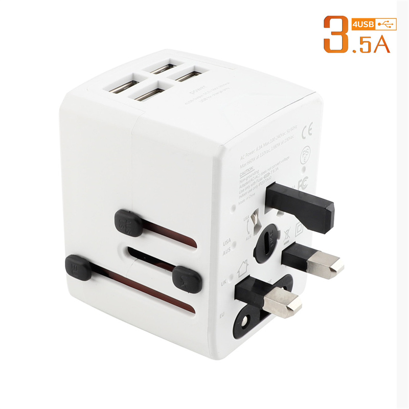 Universal Travel Adapter All in One International Wall Charger with 4 USB Port Power Adapter Electric Plugs Sockets Adapter Converter for USA EU UK AUS