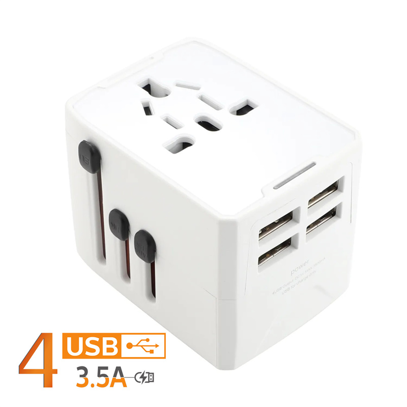 Universal Travel Adapter All in One International Wall Charger with 4 USB Port Power Adapter Electric Plugs Sockets Adapter Converter for USA EU UK AUS