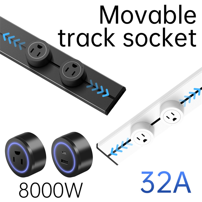 Electrical Removable Electrical Outlet Track System Track Sockets Movable Wall Outlet Extender Wireless Power Strip Sliding Rail Cables Management Compartment for Home Improvement Projects