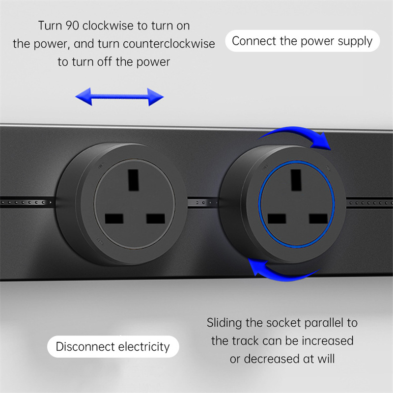 Electrical Removable Electrical Outlet Track System Track Sockets Movable Wall Outlet Extender Wireless Power Strip Sliding Rail Cables Management Compartment for Home Improvement Projects