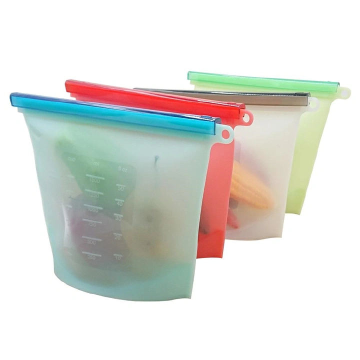 4 Pcs/Set Reusable Zipping Silicone Food Storage Fridge Bags Lunch Fruit Leakproof Cup Freezer Vegetable Cup Bowl