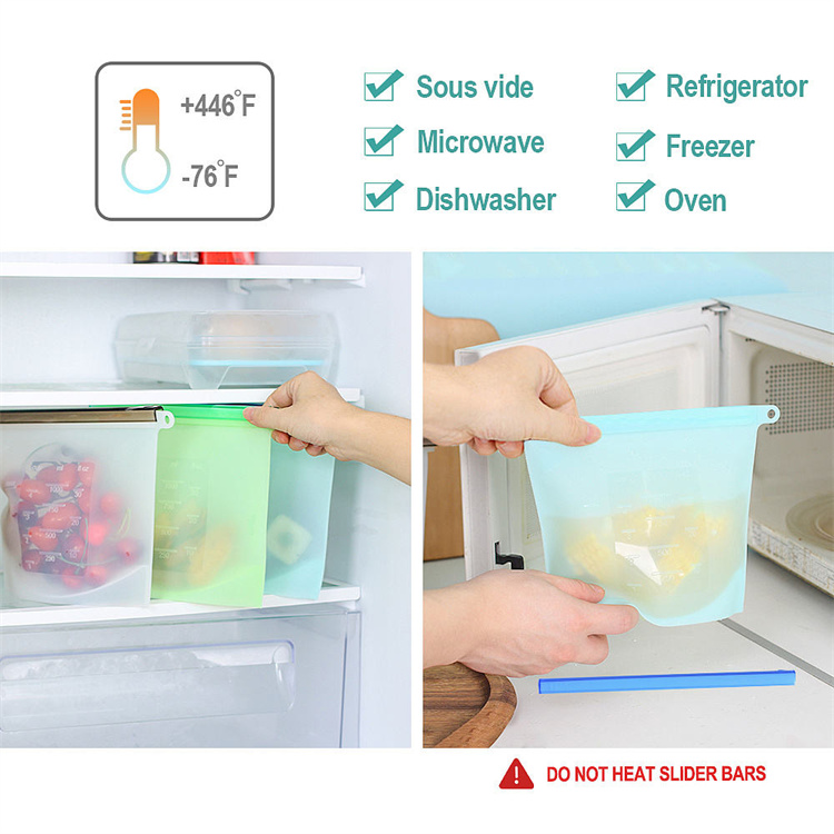 4 Pcs/Set Reusable Zipping Silicone Food Storage Fridge Bags Lunch Fruit Leakproof Cup Freezer Vegetable Cup Bowl