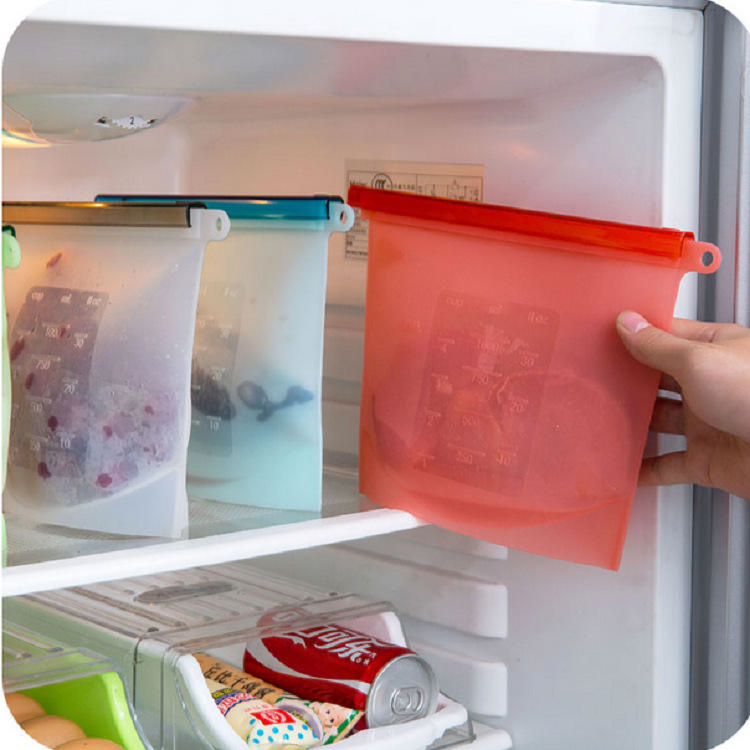 4 Pcs/Set Reusable Zipping Silicone Food Storage Fridge Bags Lunch Fruit Leakproof Cup Freezer Vegetable Cup Bowl