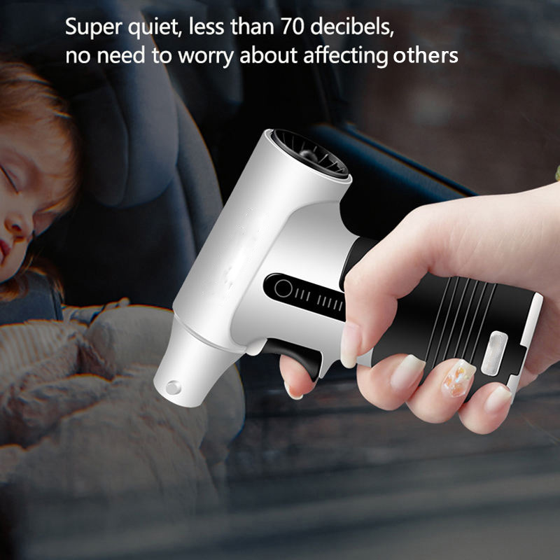 Mini Wireless Car Vacuum Cleaner Multi-function Hair Dryer Portable Electric Dust Remover Interior Dual Purpose Fan