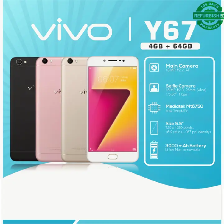 Refurbished VIVO Y67 Dual Sim Mobile Phone 5.5" Android Smart Phone Fingerprint unlock phone3000 mAh 4GB RAM + 32GB ROM