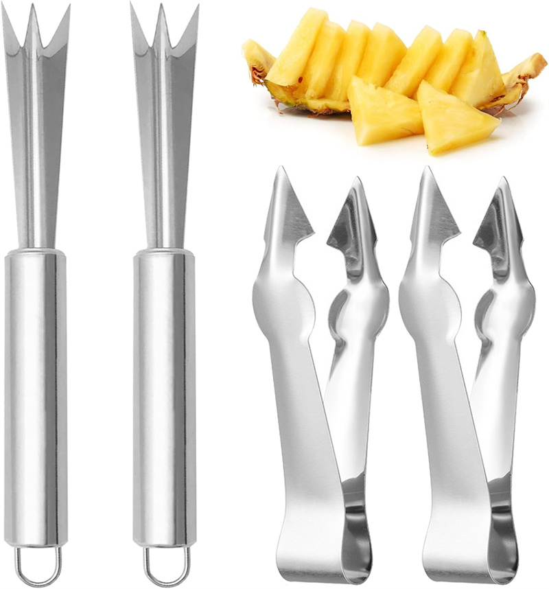 Pineapple Eye Peeler Remover Tool, Stainless Steel Pineapple Eye Clip and V Shape Pineapple Eye Cutter, for Home Kitchen Fruit Store Supermarket
