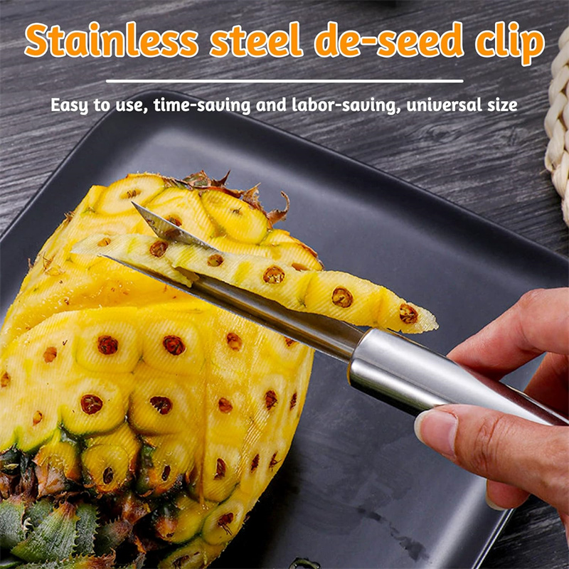 Pineapple Eye Peeler Remover Tool, Stainless Steel Pineapple Eye Clip and V Shape Pineapple Eye Cutter, for Home Kitchen Fruit Store Supermarket