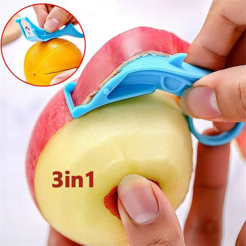 2PCS Fruit Apple Kiwi Peeler Orange Cutter 3in1 Stainless Steel Peelers Portable Manual Peeling Potatoes Peeler Kitchen Tools
