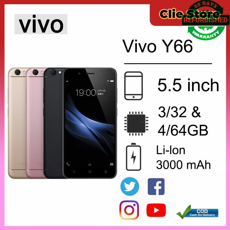 Refurbished phones original cheaper phone VIVO Y66 3+32gb LTE Android Smartphone