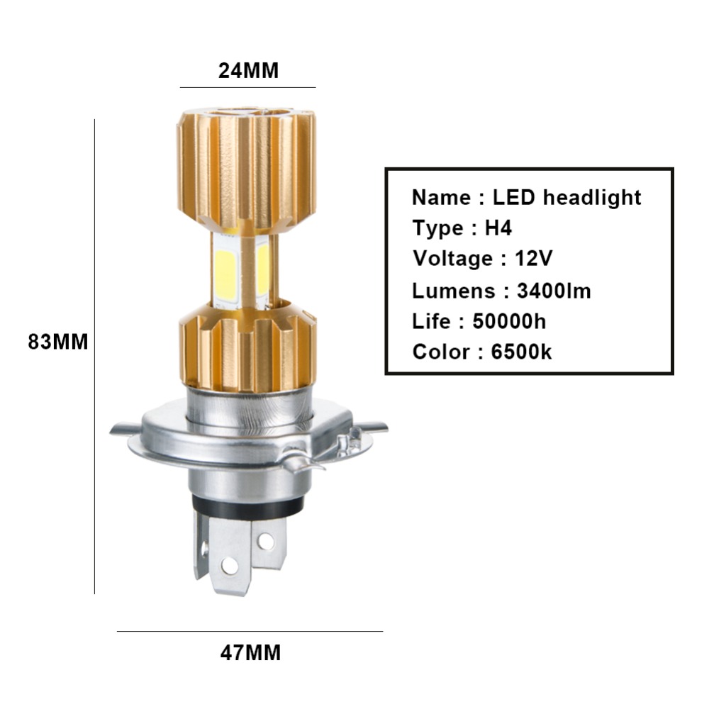 H4 Led Motorcycle Headlight 12V HS1 LED H4 Led Moto Bulbs Motorcycle &amp; Powersports