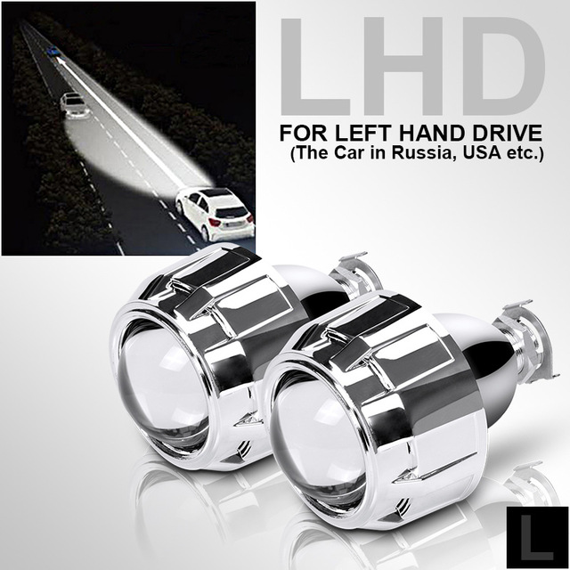2Pcs 2.5 Inch Universal Bi xenon HID Projector Lens Silver  Lights &amp; Lighting Accessories