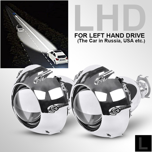 2Pcs 2.5 Inch Universal Bi xenon HID Projector Lens Silver  Lights &amp; Lighting Accessories
