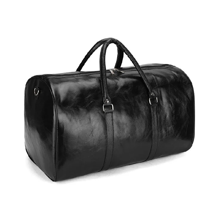 Large Capacity PU Lether Duffle &amp; Gym Bags High Quality Solid Color Partition Finishing Nethong travel bag Men's and women's lightweight waterproof short-distance travel boarding bag Large capacit