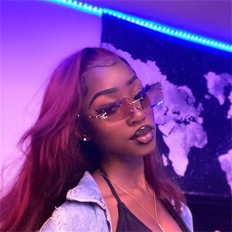 Rimless Sunglasses Rectangle Fashion Popular Women Men Shades  Small Square Sun Glasses  Women Sunglasses