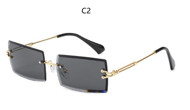 Rimless Sunglasses Rectangle Fashion Popular Women Men Shades  Small Square Sun Glasses  Women Sunglasses