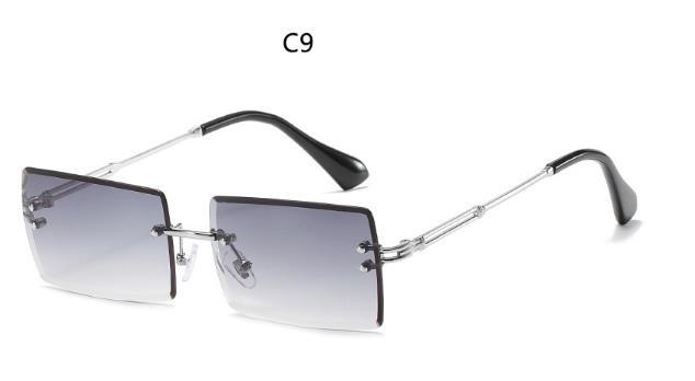 Rimless Sunglasses Rectangle Fashion Popular Women Men Shades  Small Square Sun Glasses  Women Sunglasses