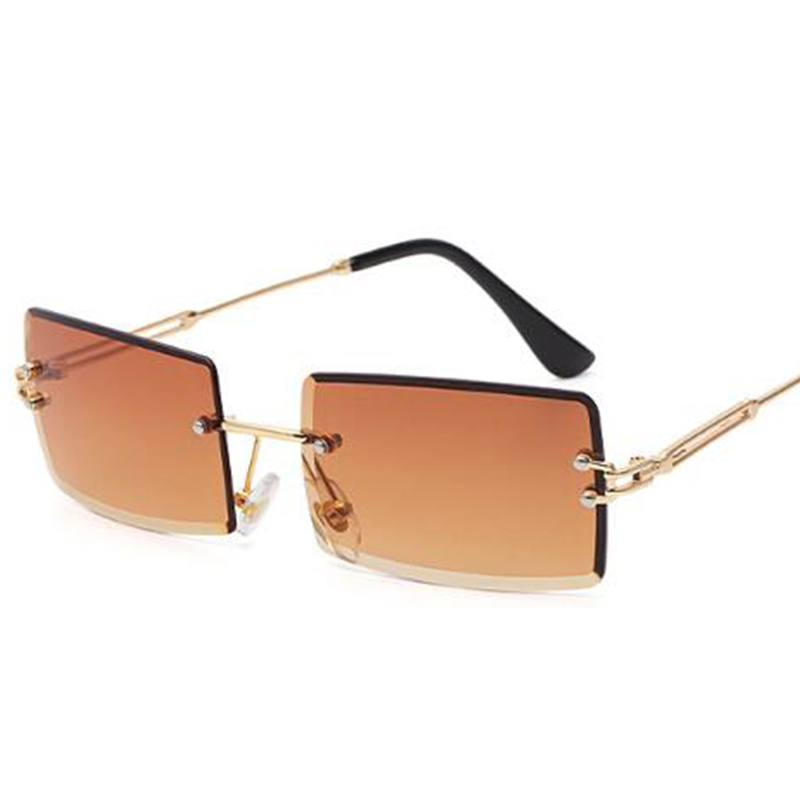 Rimless Sunglasses Rectangle Fashion Popular Women Men Shades  Small Square Sun Glasses  Women Sunglasses