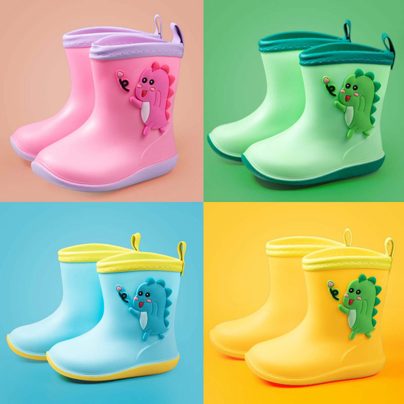 Toddler Infant Kids Baby Girls And Boys Cute Cartoon Dinosaur Rain Boots  Water Shoes