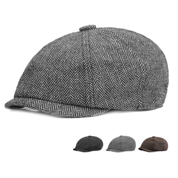 Wool Newsboy Caps Men Herringbone Flat Caps Gatsby Cap Woolen Driving Hats Vintage Hats &amp; Caps