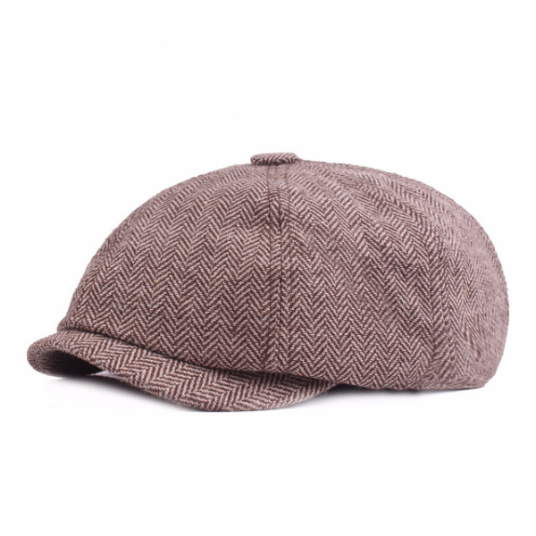Wool Newsboy Caps Men Herringbone Flat Caps Gatsby Cap Woolen Driving Hats Vintage Hats &amp; Caps