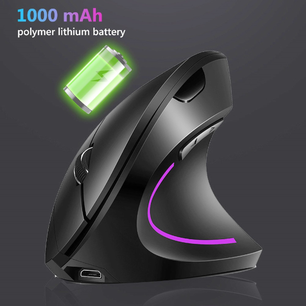 Ergonomic Vertical Mouse 2.4g Wireless Adjustable Battery 2400dpi Computer Mouse