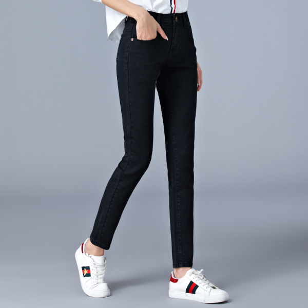 Jeans Woman High Waist Full Length Elastic Mom Skinny Pencil Trousers & Leggings