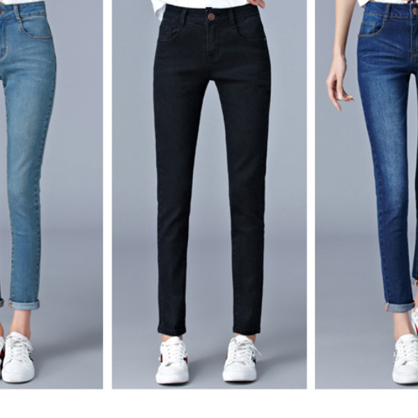 Jeans Woman High Waist Full Length Elastic Mom Skinny Pencil Trousers & Leggings