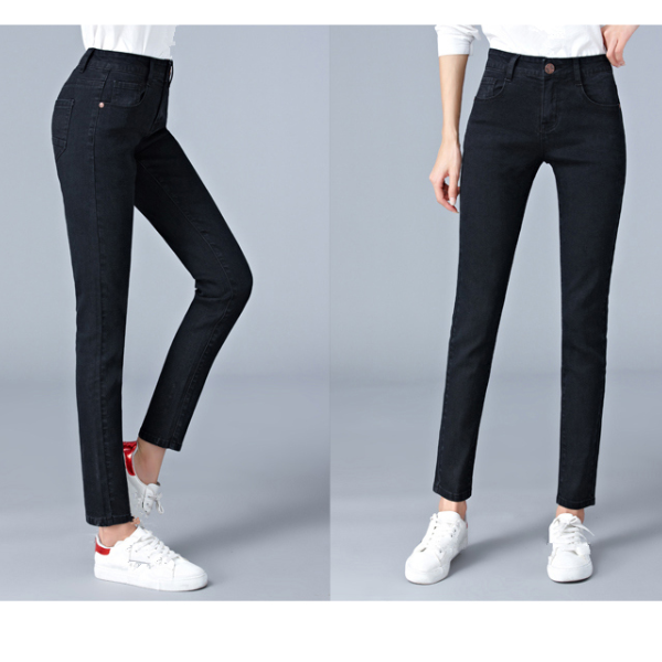 Jeans Woman High Waist Full Length Elastic Mom Skinny Pencil Trousers & Leggings